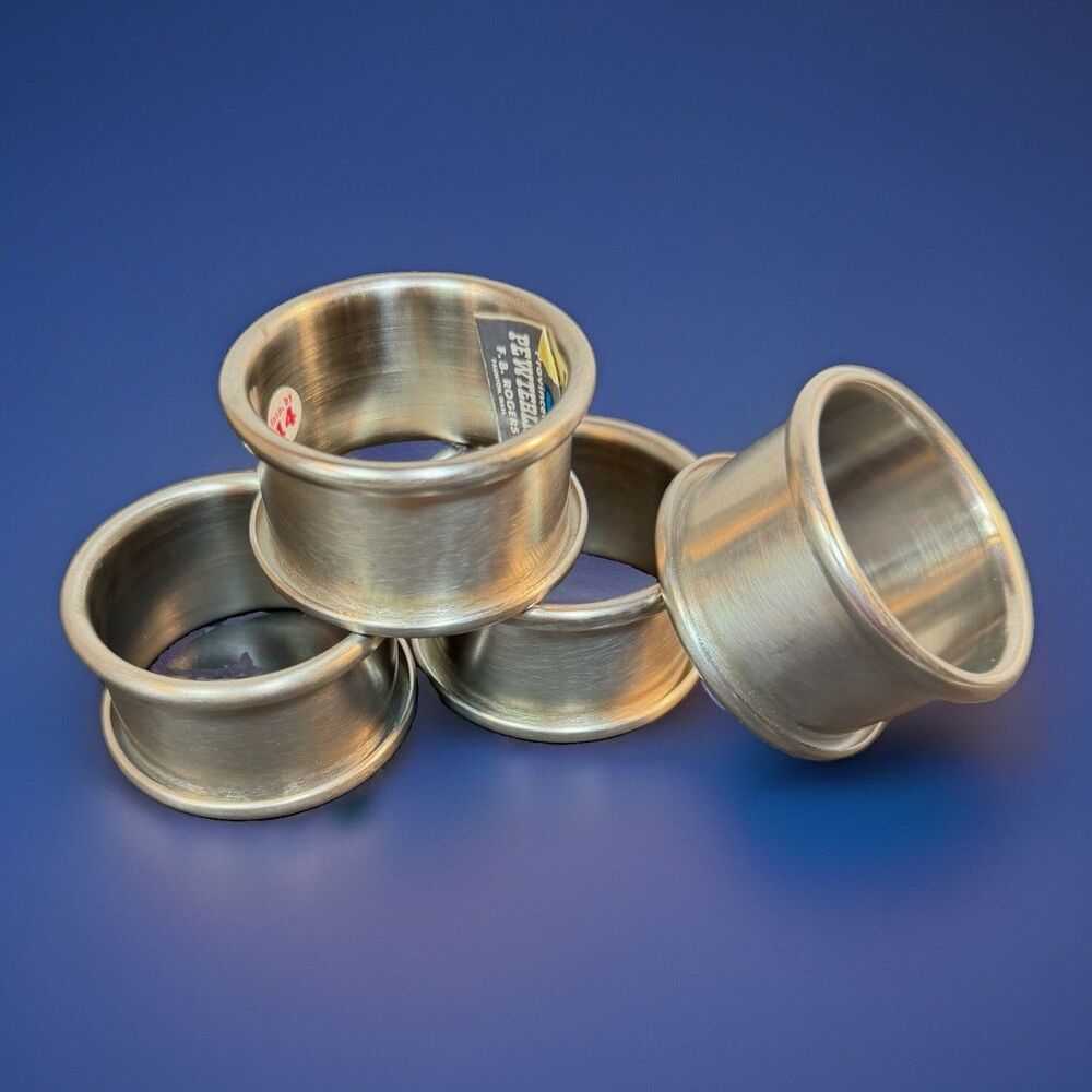 Set Of 4 Provincetown Pewterlite Napkin Rings FB Rogers With Tags Silver New(?)